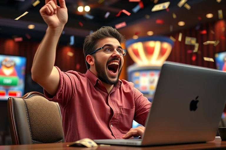 Exciting casino winning moment